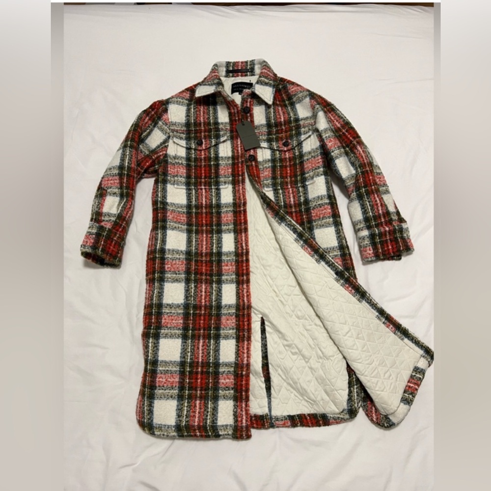 NWT AllSaints Nia Wool Blend Check Coat size 10 - Picture 6 of 11